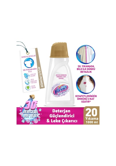 Vanish Oxi Action Kristal Beyaz Deterjan ve Leke Çıkarıcı Sıvı 1 L