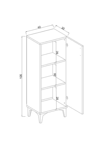 Çok Amaçlı Dolap 3 Raflı Tek Kapaklı Beyaz Düzenleyici Dolap 40x30x106 Cm Beyaz Beyaz