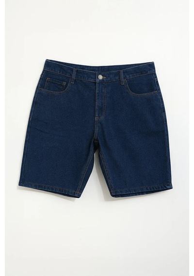 Blue White Erkek Regular Fit Rahat Kalıp Koyu Mavi Jean Şort
