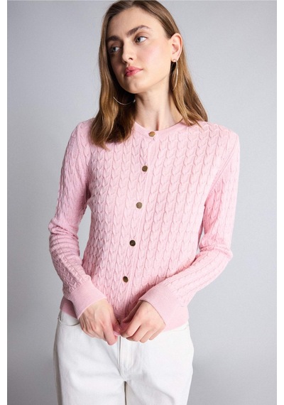 Defacto Regular Fıt Bisiklet Yaka Hırka H8479ax26wnpn426 Pembe-pn426
