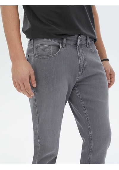 Kip Gri Slim Fit Denim Pamuk Karışımlı Pantolon Çok Renkli