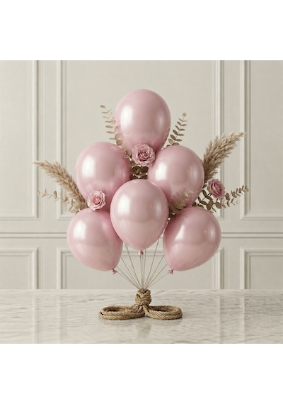 Bebek Pembe Renk Lateks Metalik Balon 30 Cm - 6 Adet Açık Pembe