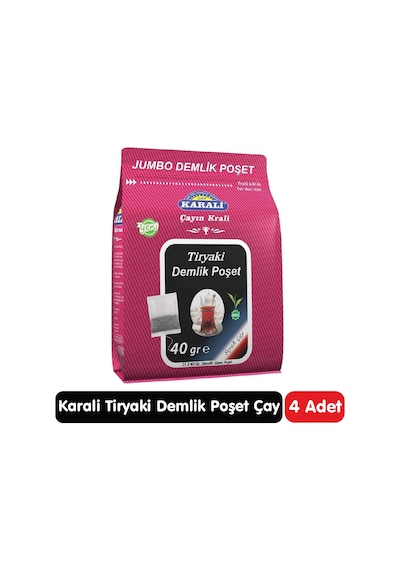 Karali Tiryaki Jumbo Demlik Poşet Siyah Çay 25 40 Gr 4 Paket