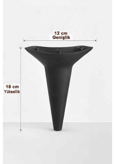 Aspen 18 Cm Siyah 8'li Set Koltuk Baza Dolap Tv Ünitesi Yatak Odası Konsol Ayağı Siyah