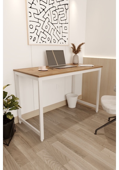 Çalışma Masası Bilgisayar Ofis Masası 60 X 120 Cm -ahşap - Beyaz Ahşap - Beyaz