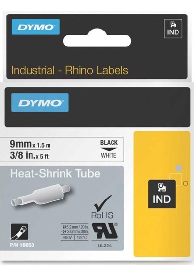 Dymo Rhino Pro Isıyla Küçülen Şerit 9Mm X 1.5M Beyaz/Siyah 18053
