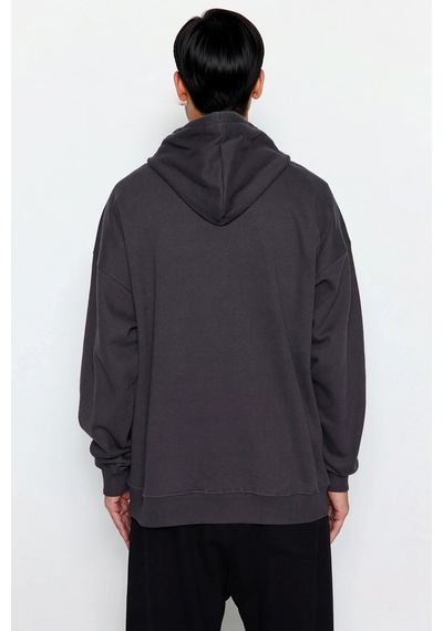 Benerly Erkek Kapüşonlu Standart Kol Kanguru Cep Sweatshirt Fonksiyonel D Antrasit