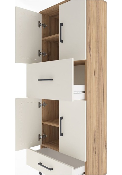 Arges Dolap 4 Raflı 2 Çekmeceli 4 Kapaklı 60x30x163 Çam-aytaşı Çam