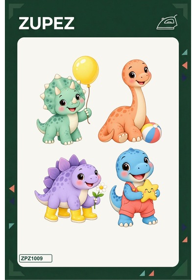 Dino Oyun Arkadaşları 19x25 Cm Ütüyle Uygulanan Baskı Zpz1009 - 928156880