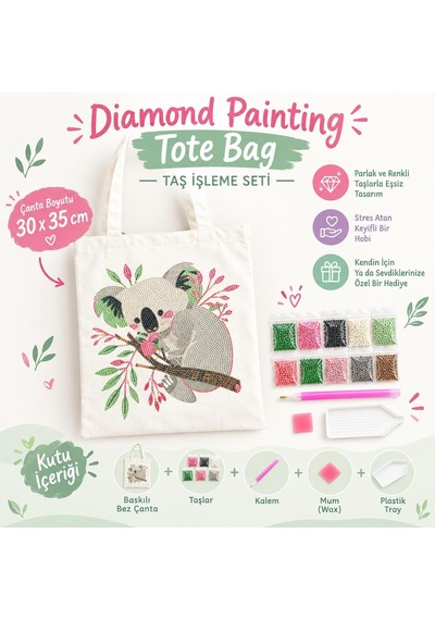 5d Elmas Taş İşlemeli Bez Çanta 30x35cm, Diamond Painting Tote Bag Gwddx19482, Elmas Boyama Bez Çanta Hobi Kiti, Taşlı Omuz Çantası Seti