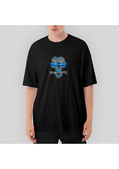 Megadeth Dystopia Skull Oversize Siyah Tişört Siyah