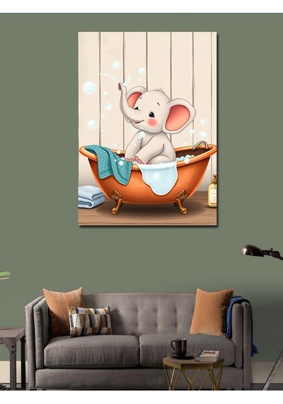 Kanvas Tablo Fıçıda Mutlu Fil 50cmx70cm