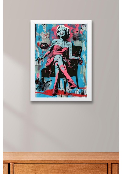 Marilyn Monroe İkonik Poz Çerçeveli Tablo - Pop Art Pembenin Gücü Poster Tablo