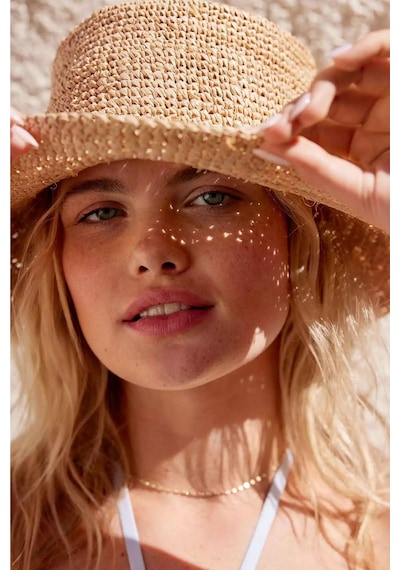 Külah Kadın Hasır Bucket Şapka Naturel Ayarlanabilir Kova Plaj Şapkası Bej - Standart Bej