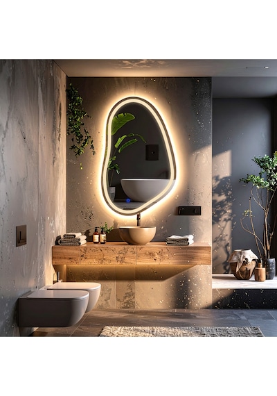 Vornel Günışığı Lazer Kumlamalı Lavabo & Banyo Aynası Dokunmatik Sensörlü 100 X 65 Cm