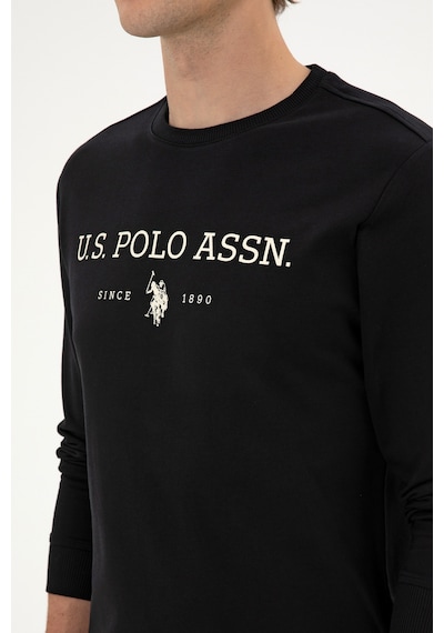 U.S. Polo Assn. Erkek Regular Fit Bisiklet Yaka Siyah İnce Basic Sweatshirt 50313743-VR046