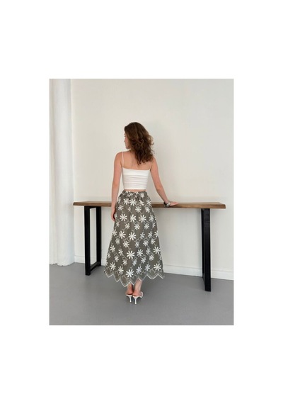Verymoda Nakışlı Etek D2914 Haki