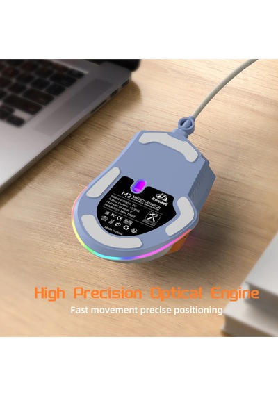 M2 Kablolu Espor Oyuncu Mouse Rgb 12800 Dpı Ledli Gaming Mouse Software 9 Makro Sensor Diğer