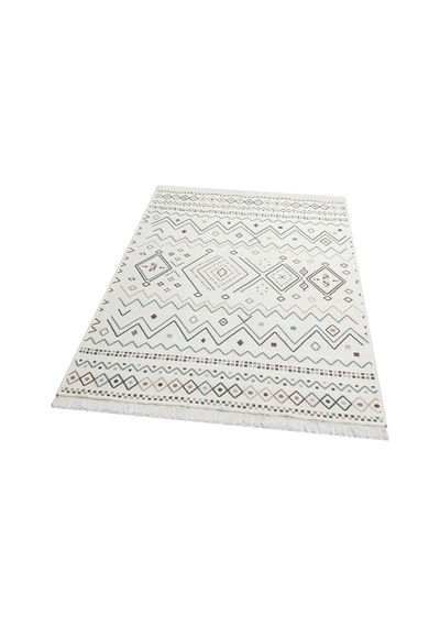 Arya Ar 05 Beige Blue %100 Geri Dönüşümlü Pamuktan Çift Taraflı Yıkanabilir Modern Dekoratif Kilim