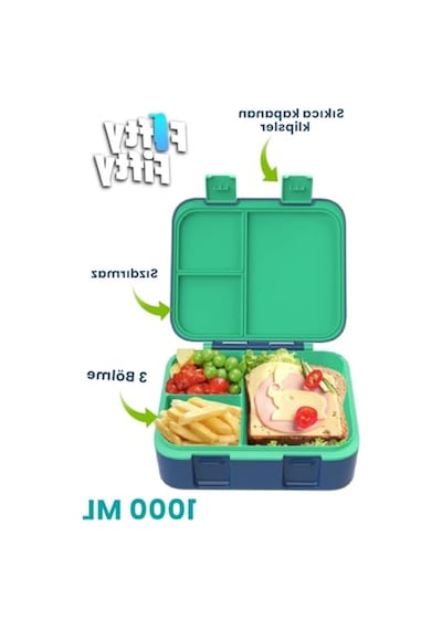 1000 Ml Üç Bölmeli Sızdırmaz Çocuk Beslenme Kutusu