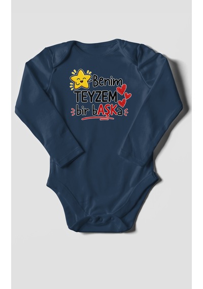 Morivokids Benim Teyzem Bir Başka Uzun Kollu Çıtçıtlı Bebek Body Lacivert