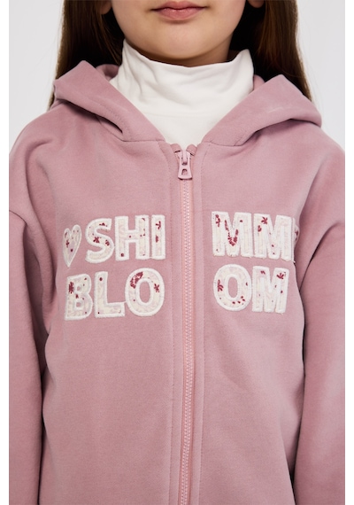 Panço Kız Çocuk Fermuarlı Pudra Sweatshirt Pembe