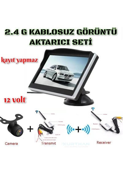 Wifi Görüntü Aktarıcı+5 İnç Monitör+ Kelebek Kamera Seti 12 Volt