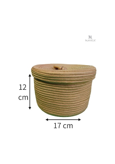 Mavaux , Kapaklı Jüt Sepet 12cm X 17cm, Saklama Kutusu, Organizer. Bej1