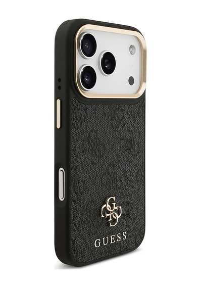 Apple Uyumlu iPhone 17 Pro Guess Lisanslı 4g Ve Yazı Logolu Kılıf&ekran&lens Koruyucu 3in1 Aksesuar Seti Siyah Siyah