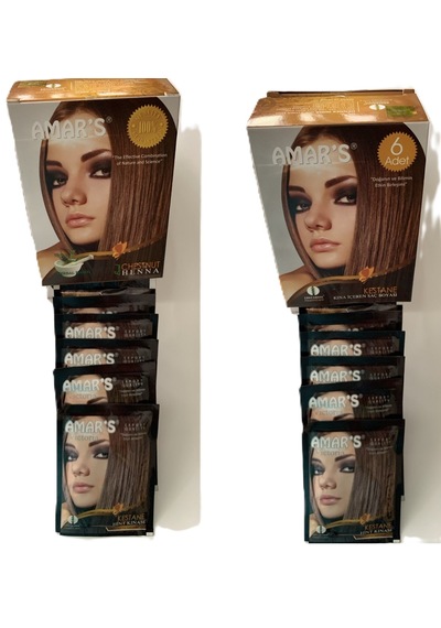 Amar S Henna Kına İçeren Saç Boyası 6 Lı 10g Paket Kestane Renk-