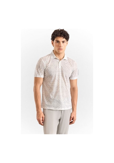 Süvari Antrasit Slim Karışık Desen Baskılı Düz Düğmeli Polo Yaka Tişört Ts1014000378-s08
