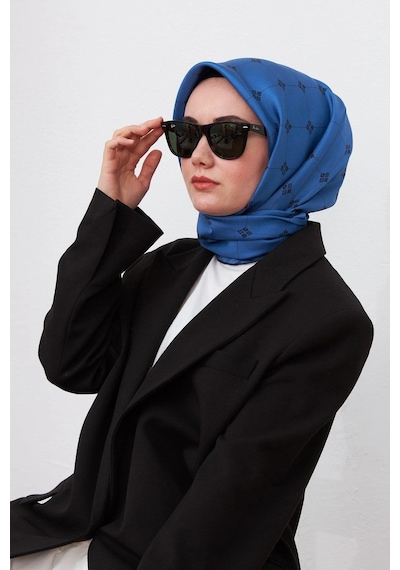 Silk Home Twill İpek Eşarp - 11392-33 Mavi Siyah Mavi Siyah