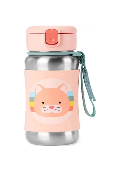 Skip Hop Zoo Pipetli Paslanmaz Çelik Suluk 350 Ml Kedi Çok Renkli