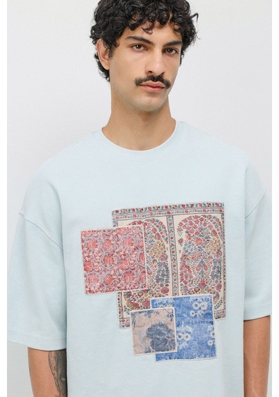 Oversize Baskılı Eşofman Takım Bebe Mavi