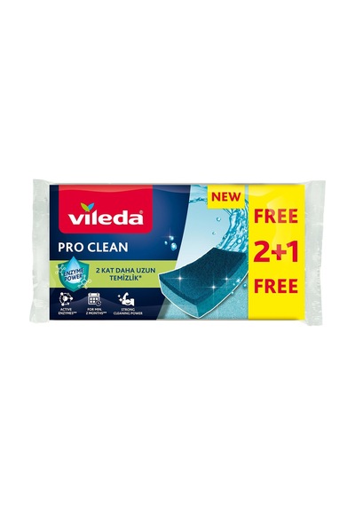 Pro Clean Aktif Enzimli Düz Sünger, 3 Lü Paket