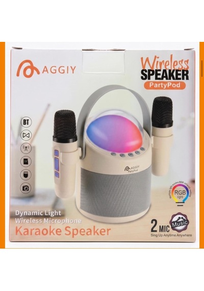 Aggıy Partypod Karaoke Set 2 Kablosuz Mikrofon Bluetooth + Rgb