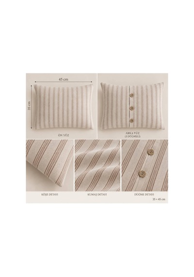 H&c 4 Parça Bebek Nevresim Takımı Krem Kahve Çizgili 100x150 CM Nevresim Çarşaf 2 Yastık Kılıfı