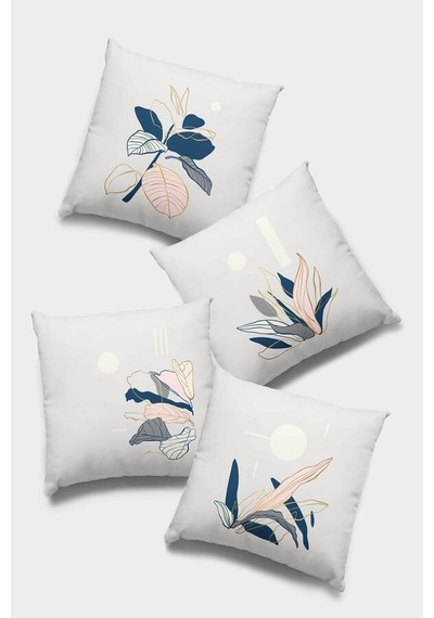 Pudra Yaprak Çift Taraflı 4'lü Set Kırlent Kılıfı 4kr019n11