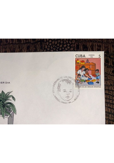 1986 Cuba Fdc Xxv. Aniv. De Los Circulos İnfatiles Cuba Küba İlk Gün Zarfı Çocuk Çemberi 25. Yıl  Teşhir Ürün