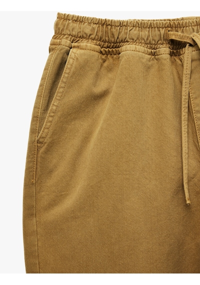 Koton Regular Fit Pamuklu Beli Bağcıklı Jean Pantolon Ada Çayı 7wam40161nd Açık Yeşil