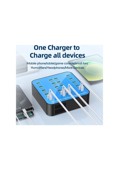 40 Port Hızlı Şarj Cihazı 400w 20xusb 20xtype-c Şarj İstasyonu Pd Şarj