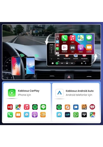 Bix Cb02 2.4g/5g Wifi Carplay Android Auto Kabloludan Kablosuza Çevirici Usb-a Usb-c Çift Uçlu Hibrit Adaptör