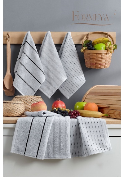 Formeya Sophia 6'lı 30x50 Cm Mutfak Havlusu Seti Açık Gri
