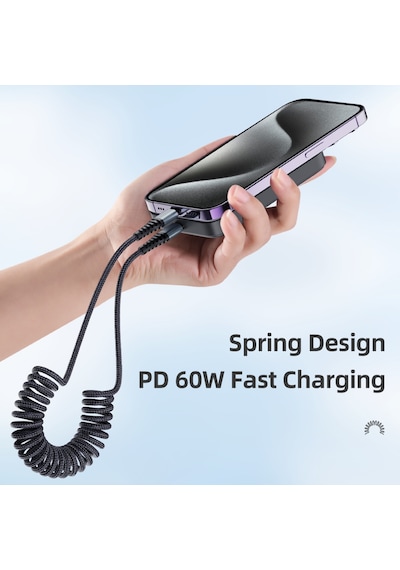 60w Type-c To Type-c 1.5m 3a Örgü Şarj Ve Data Kablosu Siyah