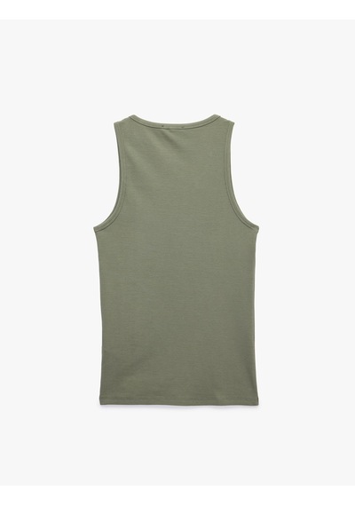 Koton Kolsuz Pamuklu Bisiklet Yaka Slim Fit Atlet Haki 6sam30001mk