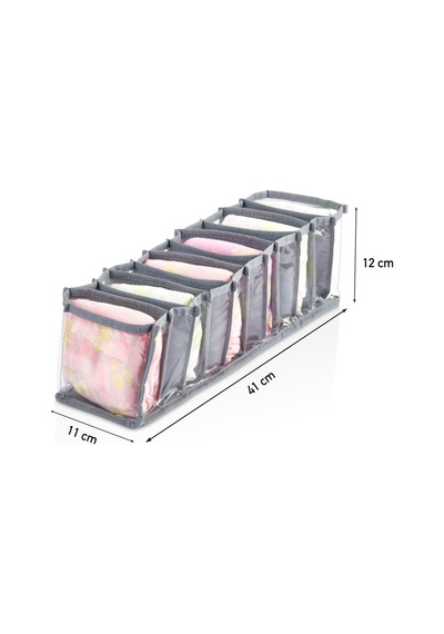 Serstil 11 Gözlü Şeffaf Çekmece Içi Düzenleyici Organizer Small - 11 X 41 X 12 Cm Gri