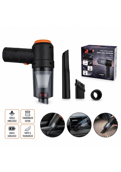 Şarjlı Kablosuz Araç İçi Süpürge Güçlü Emiş, Yıkanabilir Filtre, Taşınabilir Mini Oto Süpürgesi 1