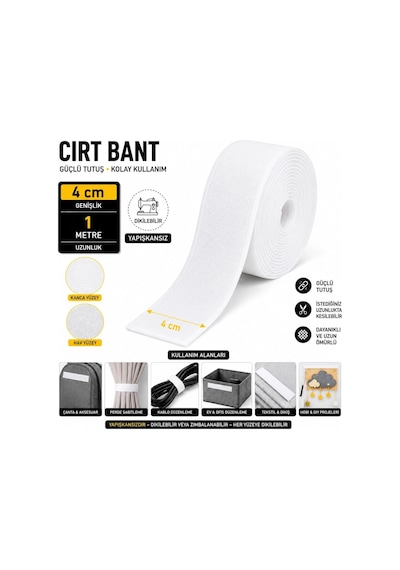 Cırt Cırt Bant Beyaz 4 Çift Güçlü Yapışma Özellikli Genel