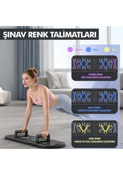 Missidea Çok Fonksiyonlu Siyah Pilates Ve Fitness Tahtası Direnç Bantlı Karın, Kol, Sırt Ve Core Egzersiz Aleti