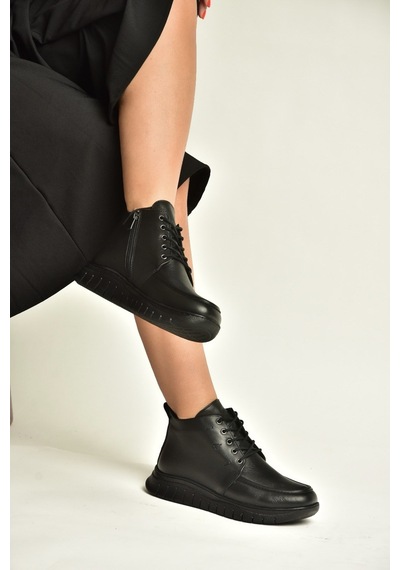 Fox Shoes Z555126003 Siyah Hakiki Deri Rahat Taban Kadın Bot